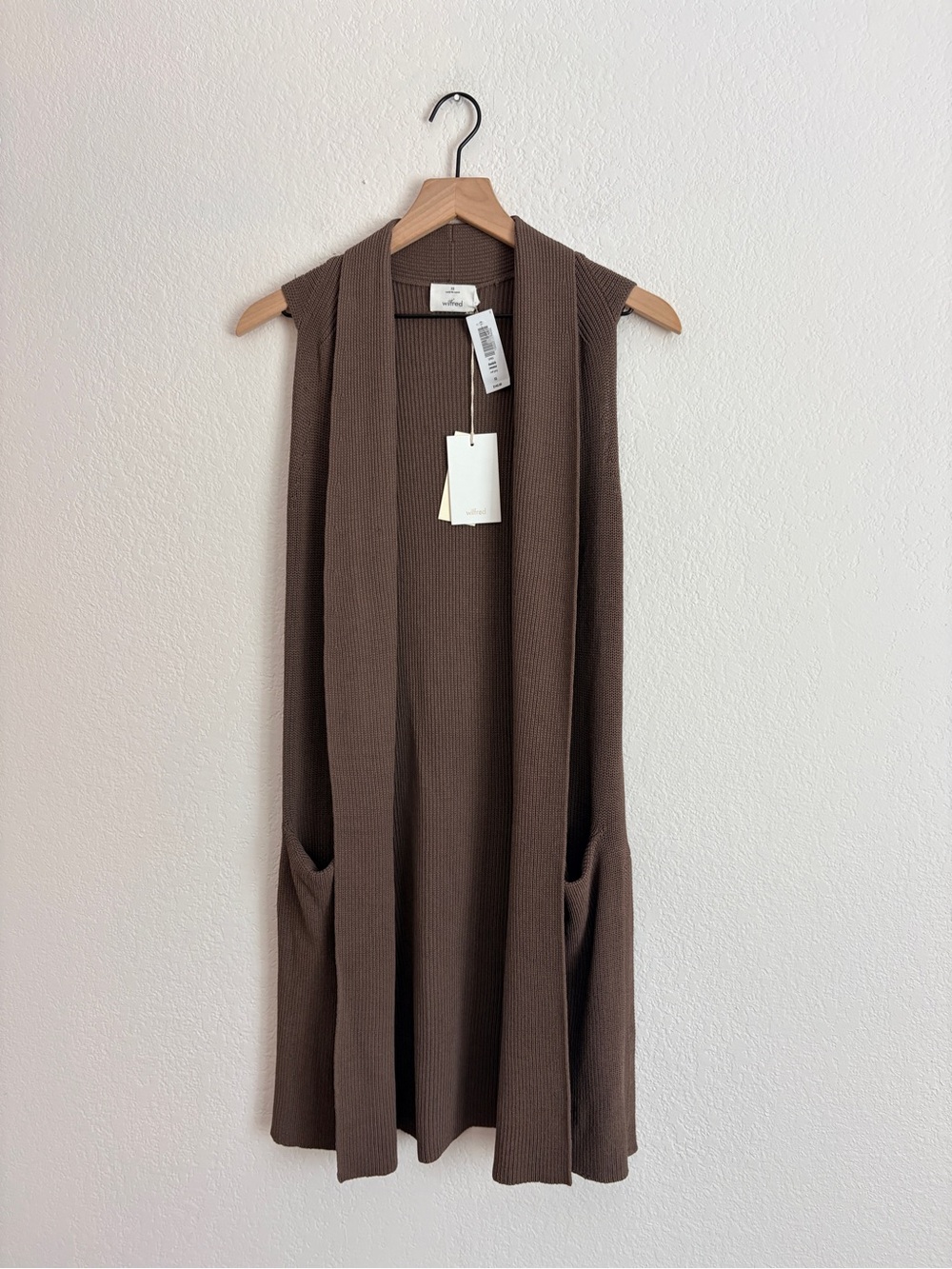 NWT Wilfred Dunkirk Sweater Sleeveless Ribbed Long Vest Chocolate Brown - Picture 11 of 11